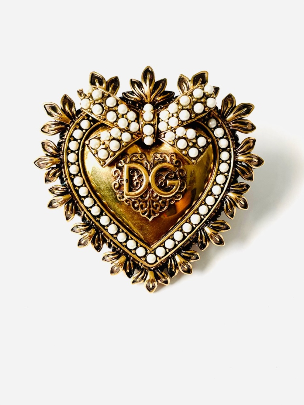 Dolce & Gabbana Devotion Heart Pearl Belt Buckle